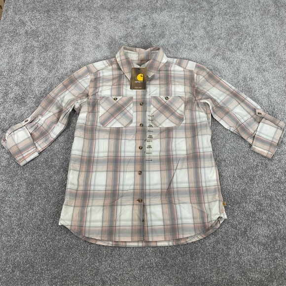 Carhartt Tops - Carhartt Button Down Shirt‎ Womens Extra Small Roll Sleeve Plaid Western